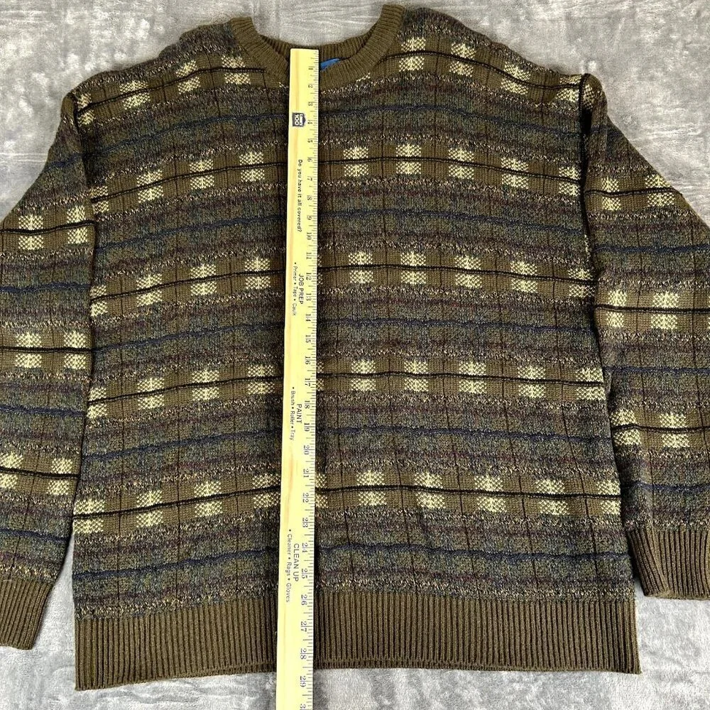 Vintage Towncraft Sweater Mens 2XL Brown Argyle Chunky Pullover Grandpa 90s